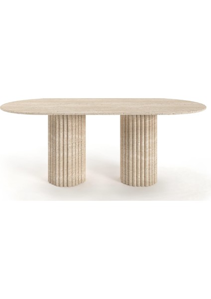 Damaris- Traverten Mermer Küp Ayaklı Yemek Masası