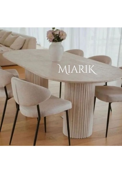 Damaris- Traverten Mermer Küp Ayaklı Yemek Masası modelleri