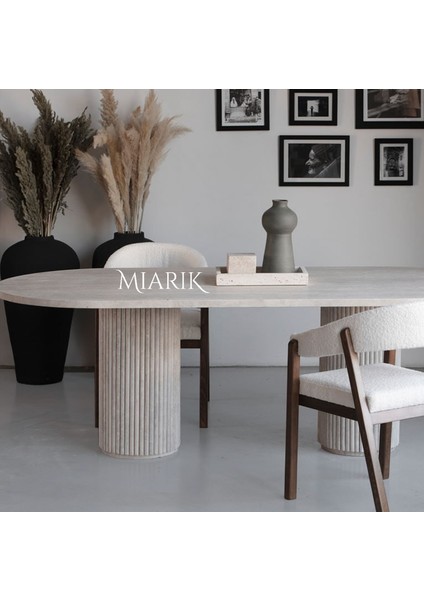 Damaris- Traverten Mermer Küp Ayaklı Yemek Masası