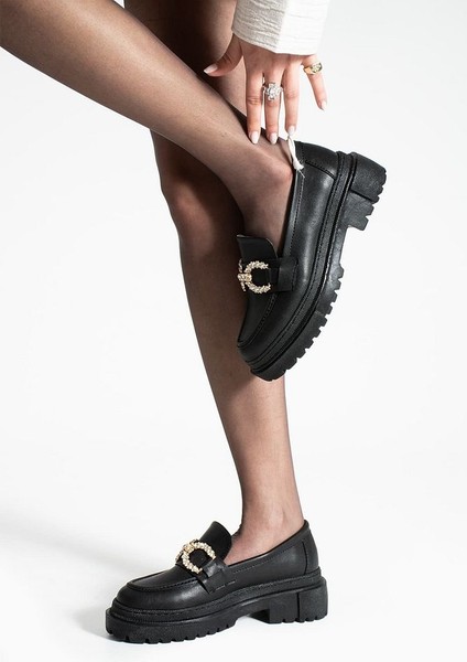 Loafer Günlük Kadın Siyah Taş Detaylı Rahat Ayakkabı fiyatları