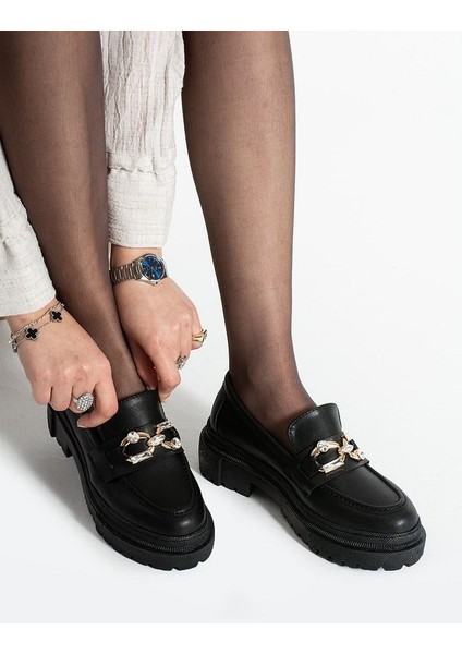 Loafer Günlük Kadın Siyah Taş Detaylı Rahat Ayakkabı fiyatları