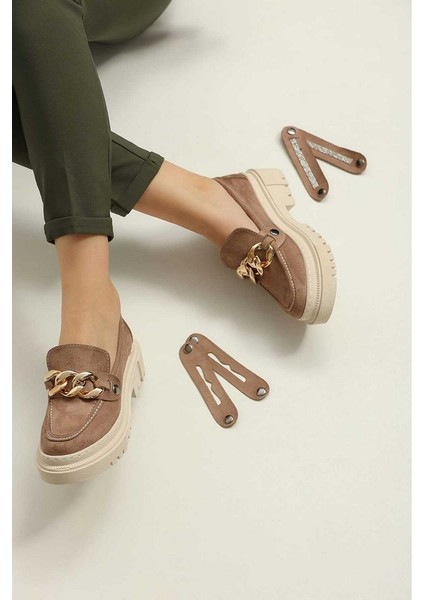 Loafer Kadın Süet Kahverengi Günlük Ayakkabı
