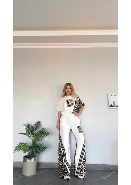 Kadın Yeni Sezon Yüksek Kalite Leopar Desenli Alt Üst Takım