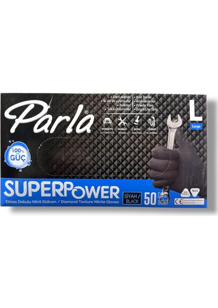Powergrip Elmas Dokulu Siyah Nitril Eldiven