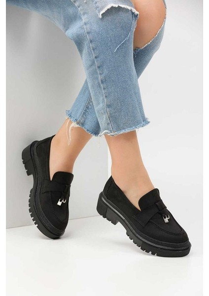 Loafer Kadın Süet Kırmızı Tokalı Günlük Ayakkabı modelleri