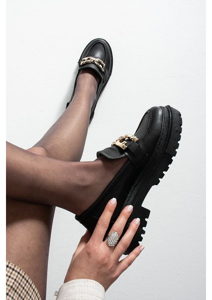 Loafer Günlük Kadın Siyah Taş Detaylı Rahat Ayakkabı fırsatları