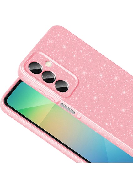 Samsung Galaxy A16 Uyumlu Kılıf Koton Simli Lila + Ekran Koruyucu