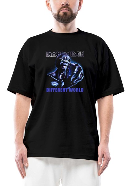 Iron Maiden Different World Oversize Siyah Tişört