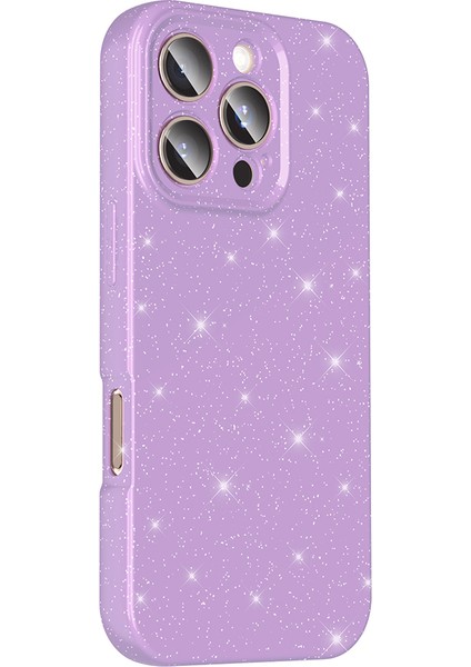 Iphone 16 Pro Uyumlu Kılıf Koton Simli Pembe + Ekran Koruyucu