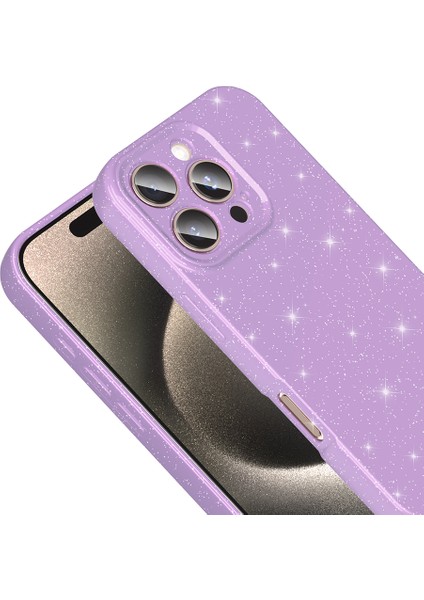 Iphone 16 Pro Uyumlu Kılıf Koton Simli Pembe + Ekran Koruyucu