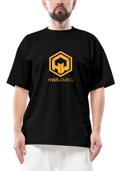 Hwa Gaming Oversize Siyah Tişört