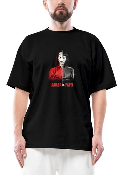 La Casa De Papel Half Tokio Oversize Siyah Tişört