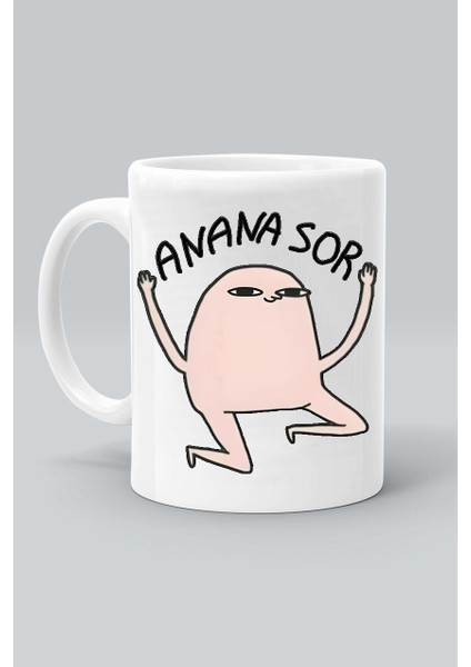 Anana Sor Sayko Baskılı Beyaz Kupa Bardak
