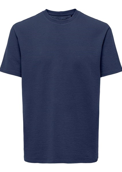 Onskıan Lıfe Reg Seersucker Ss Tee Noos Lacivert