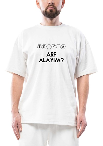 Arf Alayım Oversize Beyaz Tişört