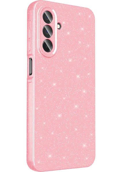 Samsung Galaxy A26 Uyumlu Kılıf Koton Simli Lila + Ekran Koruyucu