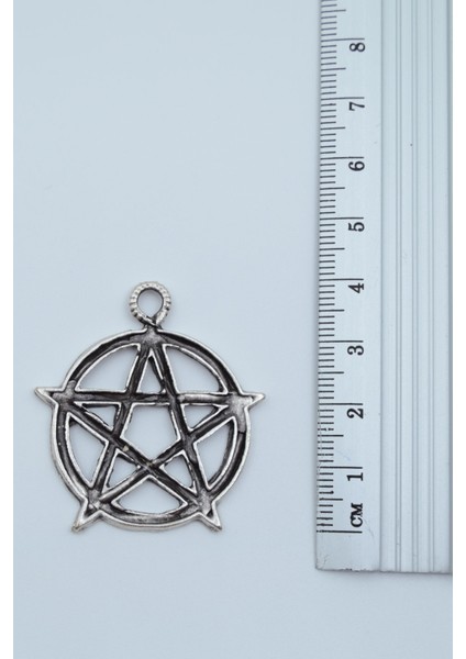 Pentagram Yıldızı Gümüş Kaplama Örme Zincir Kolye