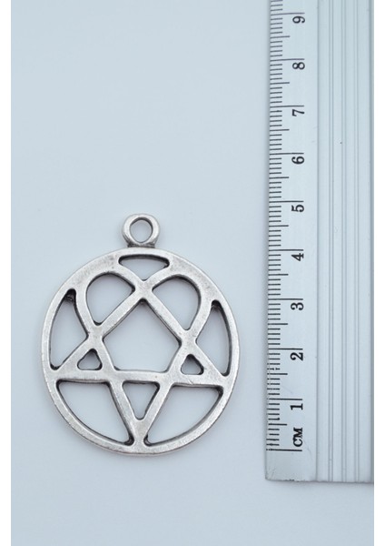 Heartagram Gümüş Kaplama Deri İp Kolye