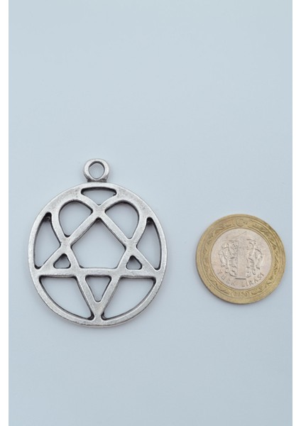Heartagram Gümüş Kaplama Deri İp Kolye