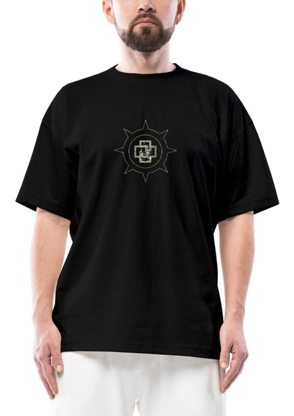 Rammstein Spike Logo Oversize Siyah Tişört
