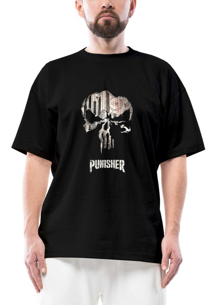 Punisher Confident Oversize Siyah Tişört