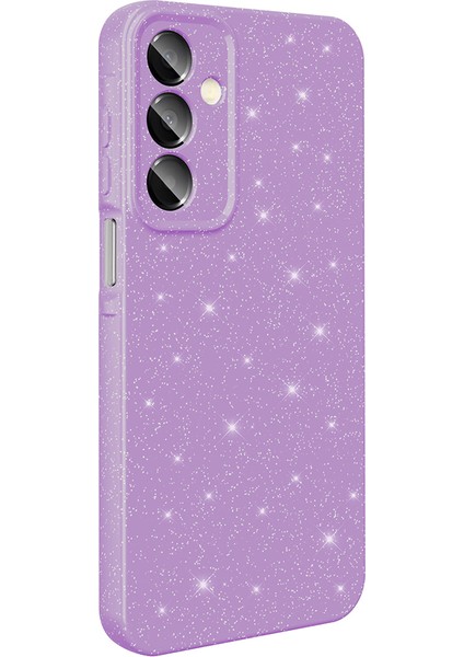 Samsung Galaxy A16 Uyumlu Kılıf Koton Simli Pembe + Ekran Koruyucu
