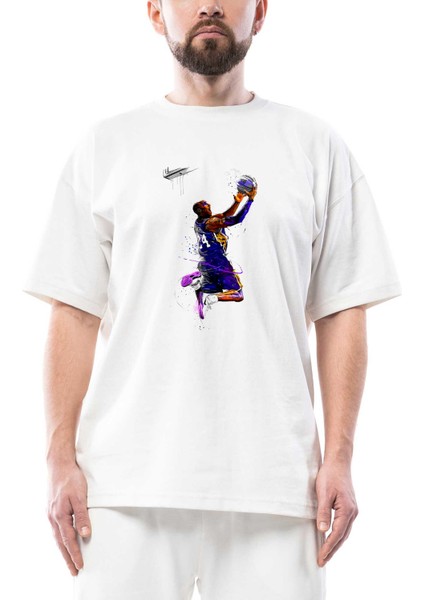 Kobe Bryant Slam Dunk Oversize Beyaz Tişört