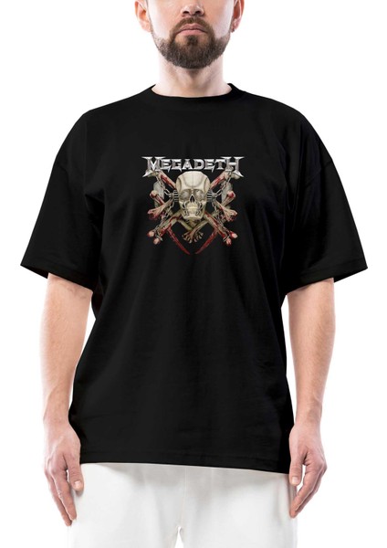 Megadeth Skull Oversize Siyah Tişört