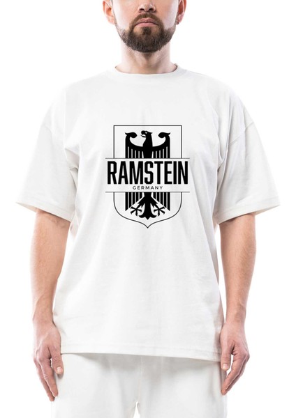 Rammstein Germany Oversize Beyaz Tişört
