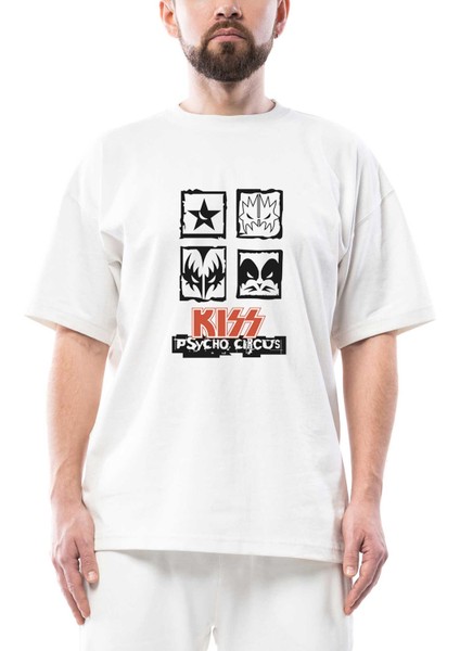 Kiss Psycho Circus Oversize Beyaz Tişört