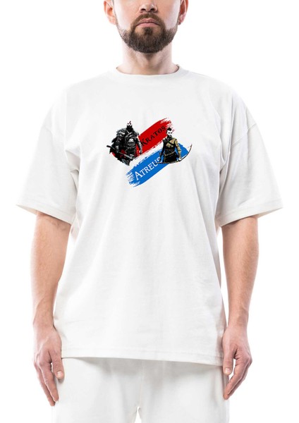 God Of War Atreus Kratos Oversize Beyaz Tişört