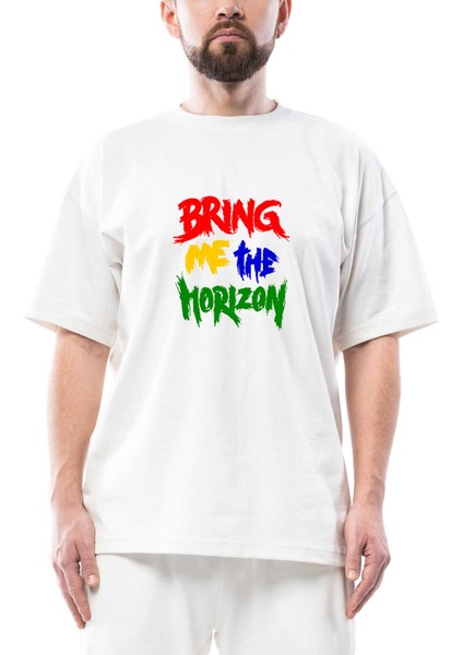 Bring Me The Horizon Rainbow Oversize Beyaz Tişört