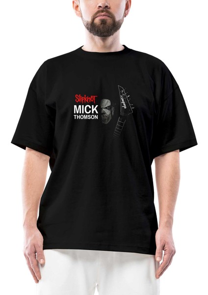 Slipknot Mick Thomson Poster Oversize Siyah Tişört
