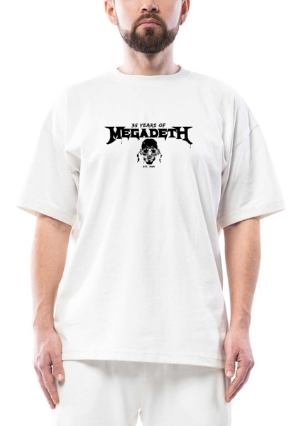 Megadeth 35 Years Of Oversize Beyaz Tişört
