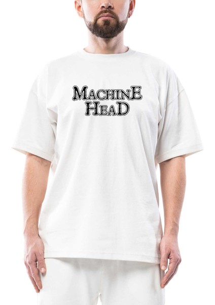 Machine Head Text Oversize Beyaz Tişört