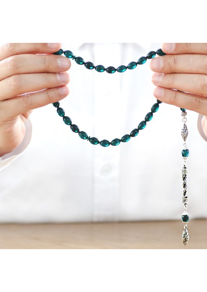 Kararmaz Metal Halat Püsküllü Arpa Kesim Su Mavisi Ateş Kehribar Tesbih fiyatları