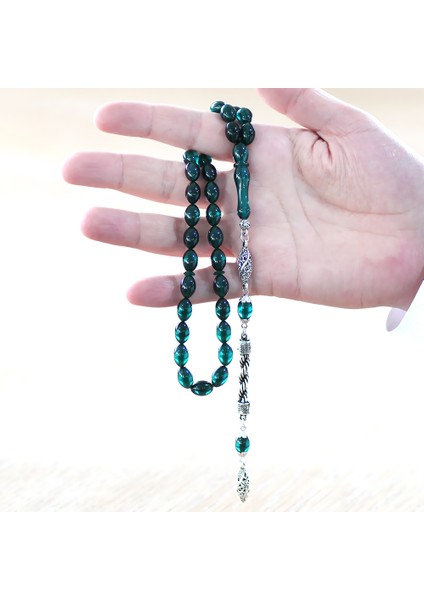 Kararmaz Metal Halat Püsküllü Arpa Kesim Su Mavisi Ateş Kehribar Tesbih modelleri