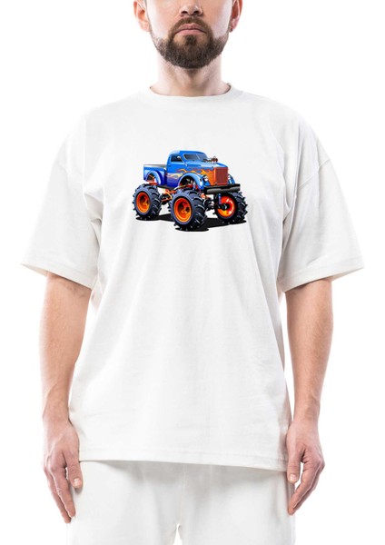 Canavar Kamyon Suv Oversize Beyaz Tişört