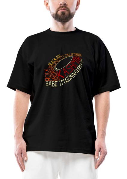 LED Zeppelin Songs Classic Oversize Siyah Tişört