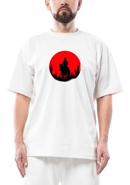 Red Dead Redemption 2 Red Oversize Beyaz Tişört