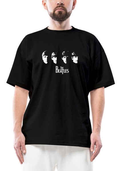 The Beatles Meet The Beatles! Oversize Siyah Tişört