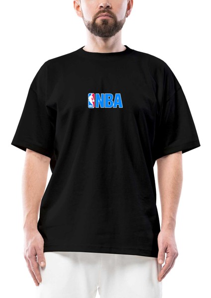 Nba Logo Oversize Siyah Tişört