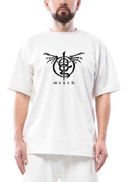 Lamb Of God Wrath Logo Oversize Beyaz Tişört
