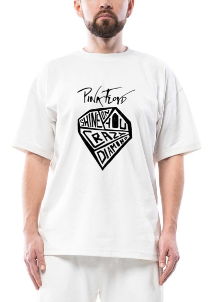 Pink Floyd Crayz Diamond Oversize Beyaz Tişört
