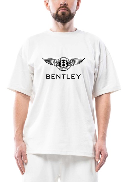 Bentley Logo Oversize Beyaz Tişört