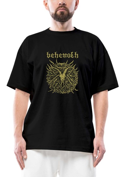 Behemoth Goat Pentagram Oversize Siyah Tişört