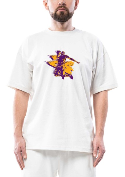 Kobe Bryant Silhouette Oversize Beyaz Tişört