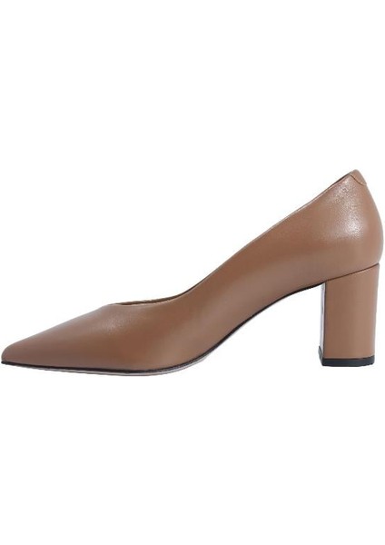 Hakiki Deri Camel Ayakkabı Stiletto 9841 38 V6