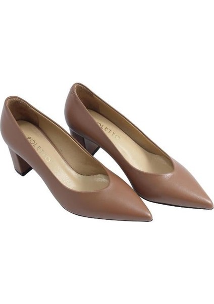 Hakiki Deri Camel Ayakkabı Stiletto 9841 38 V6