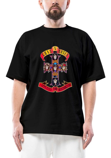 Guns N Roses Appetite For Destruction Oversize Siyah Tişört